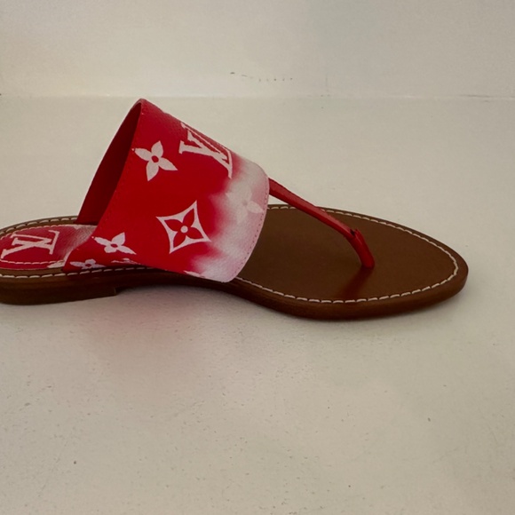 New Louis Vuitton Red Monogram Escale Canvas Palma Thong Flats Size 36 - Picture 8 of 8